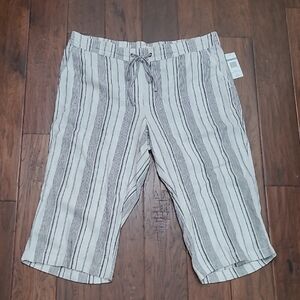 NWT Per Se Striped Linen Blend Cropped Pants size 1X